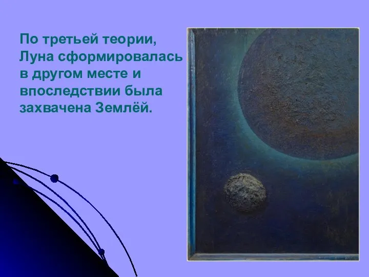 По третьей теории, Луна сформировалась в другом месте и впоследствии была захвачена Землёй.