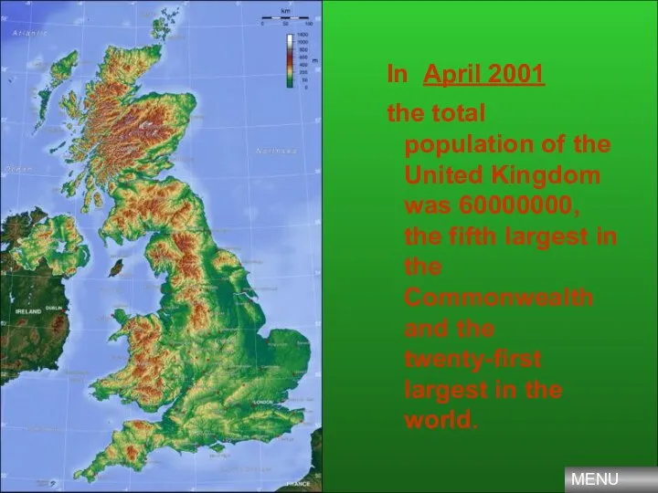 In April 2001 the total population of the United Kingdom was