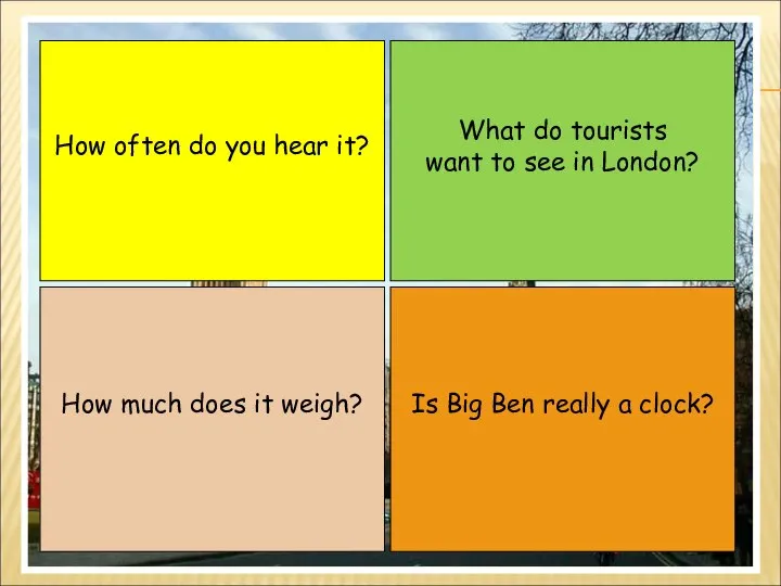 What do tourists want to see in London? Is Big Ben