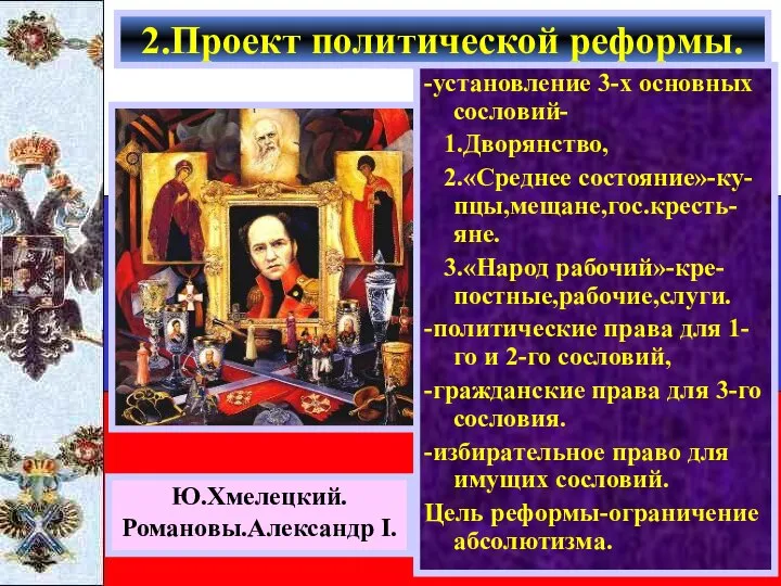 Получив задание составить проект реформ,Сперанс-кий подготовил его в к. 1809 г.