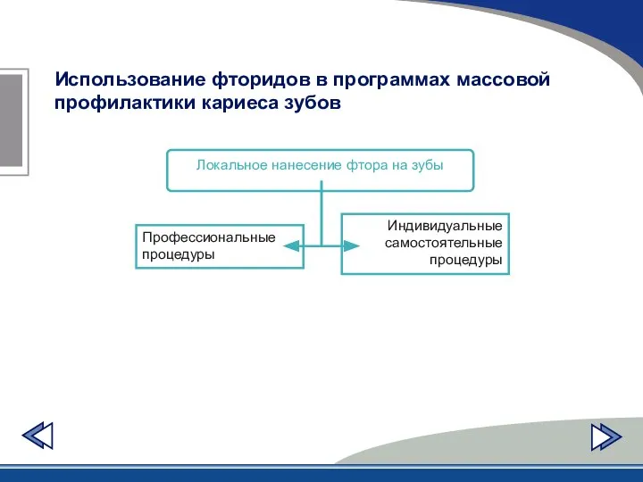 Использование фторидов в программах массовой профилактики кариеса зубов Локальное нанесение фтора