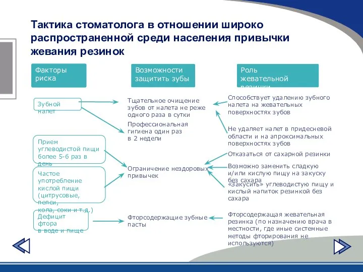 Факторы риска Возможности защитить зубы Роль жевательной резинки Зубной налет Прием