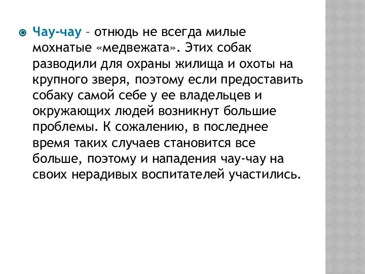 Чау-чау – отнюдь не всегда милые мохнатые «медвежата». Этих собак разводили