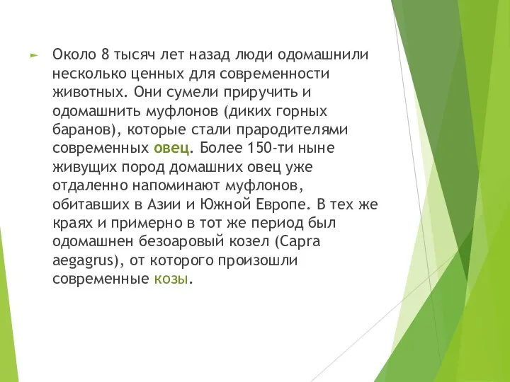 Около 8 тысяч лет назад люди одомашнили несколько ценных для современности