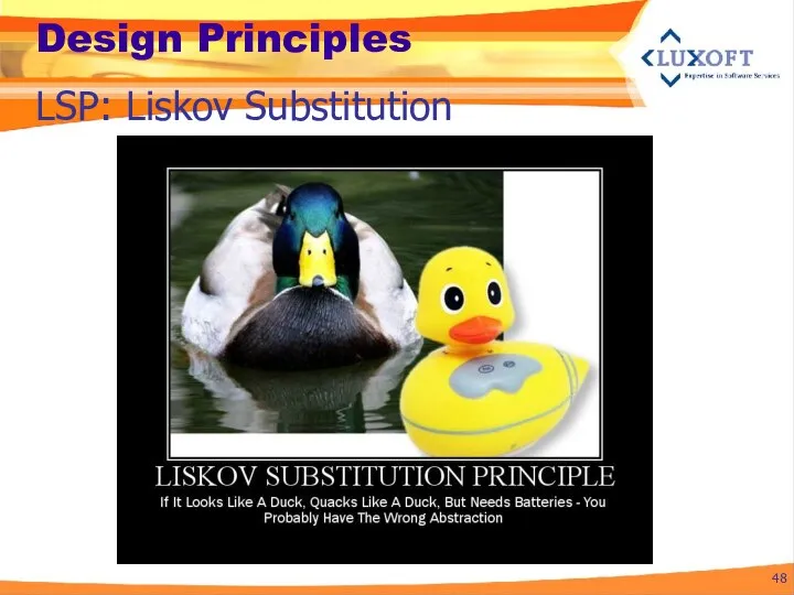 Design Principles LSP: Liskov Substitution