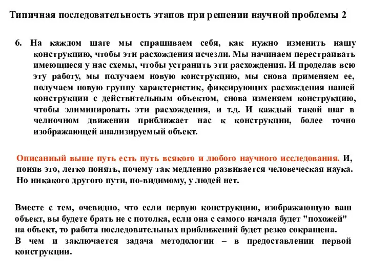 Типичная последовательность этапов при решении научной проблемы 2 Описанный выше путь