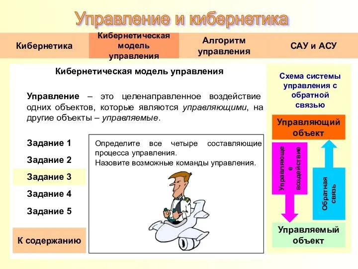 Кибернетическая модель управления Управление – это целенаправленное воздействие одних объектов, которые