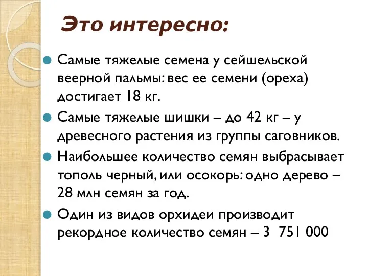 Это интересно: Самые тяжелые семена у сейшельской веерной пальмы: вес ее