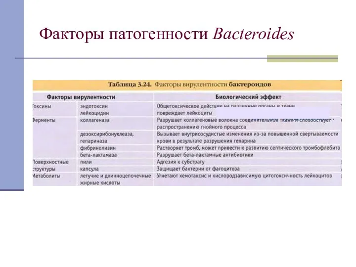 Факторы патогенности Bacteroides