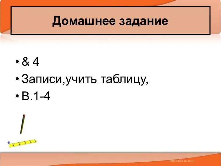 * Антоненкова А.В. МОУ Будинская ООШ & 4 Записи,учить таблицу, В.1-4 Домашнее задание