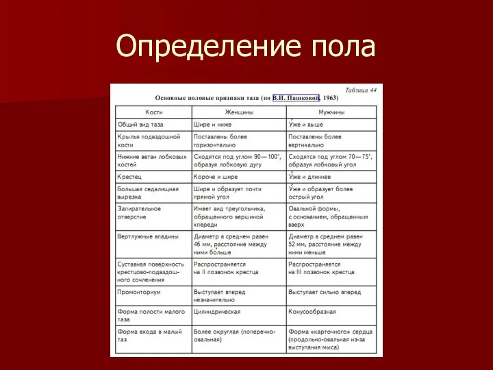 Определение пола