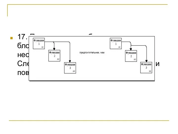17. При соединении большого числа блоков необходимо избегать необязательных пересечений стрелок.