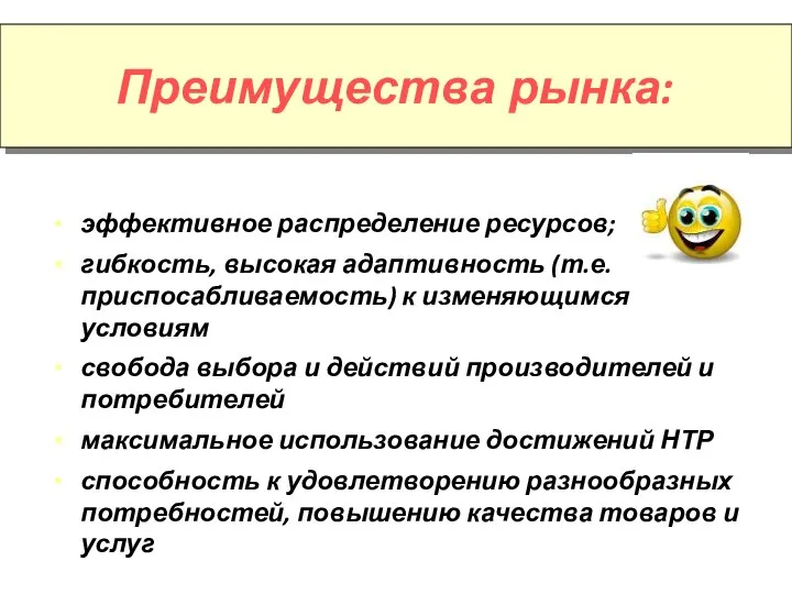 эффективное распределение ресурсов; гибкость, высокая адаптивность (т.е. приспосабливаемость) к изменяющимся условиям