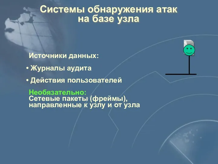 Системы обнаружения атак на базе узла Источники данных: Журналы аудита Действия