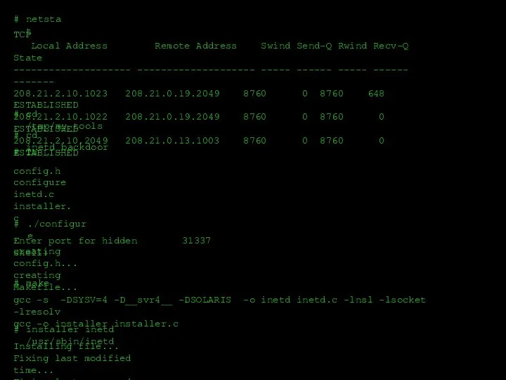 # netstat TCP Local Address Remote Address Swind Send-Q Rwind Recv-Q