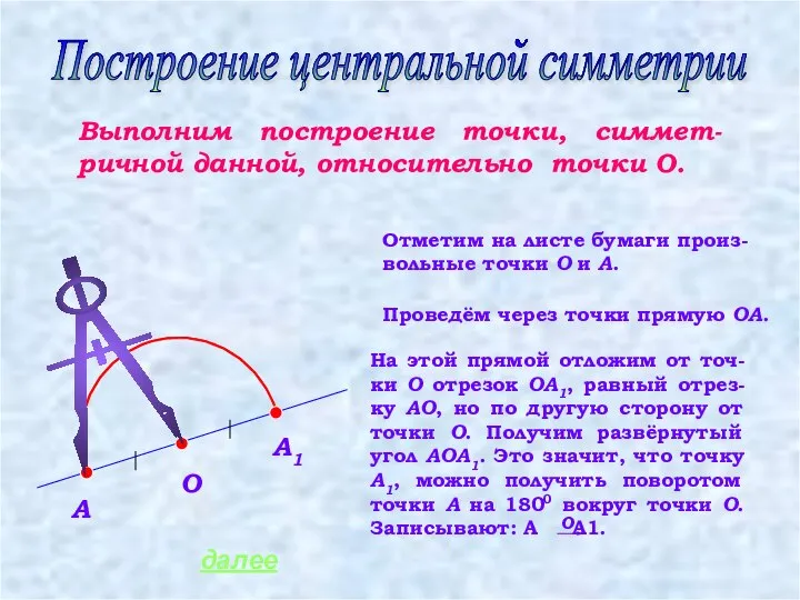 Отметим на листе бумаги произ-вольные точки O и A. Проведём через