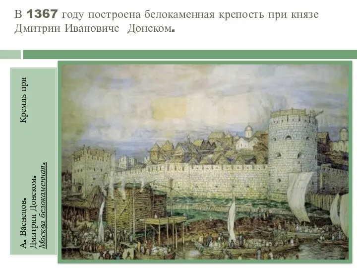 В 1367 году построена белокаменная крепость при князе Дмитрии Ивановиче Донском.