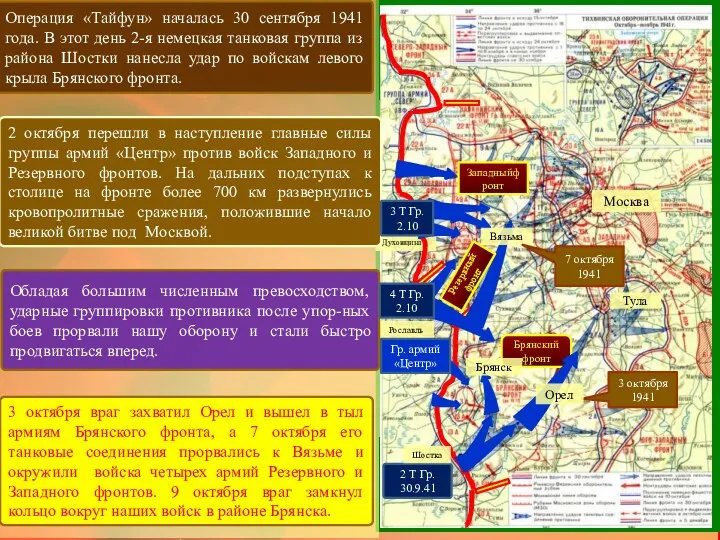 Москва 2 Т Гр. 30.9.41 Тула Духовщина Рославль Шостка Западныйфронт Операция