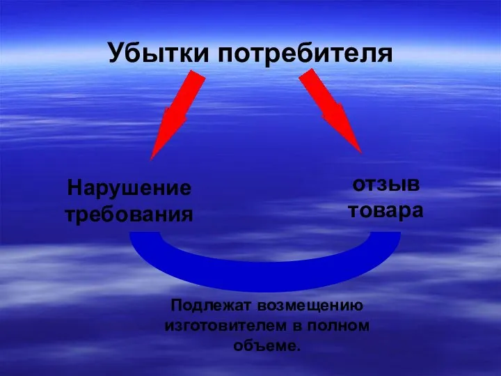 Убытки потребителя отзыв товара Нарушение требования Подлежат возмещению изготовителем в полном объеме.