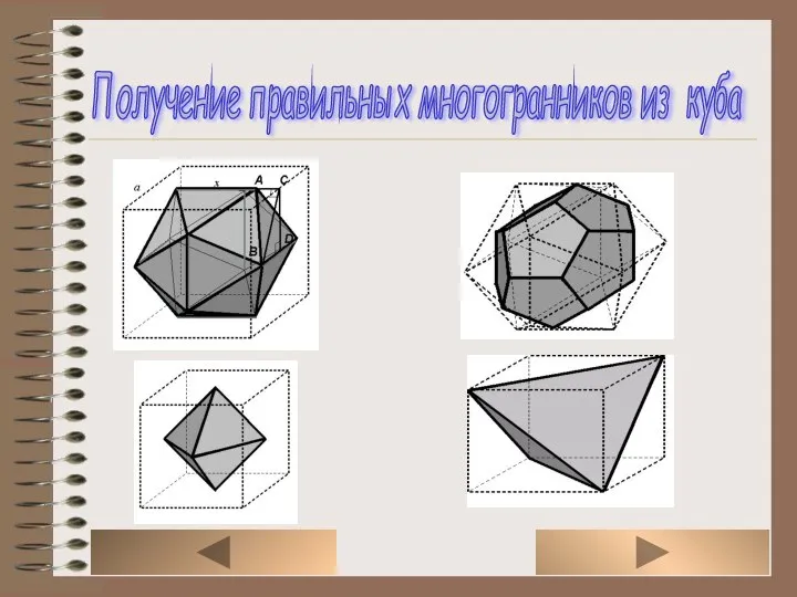 Получение правильных многогранников из куба