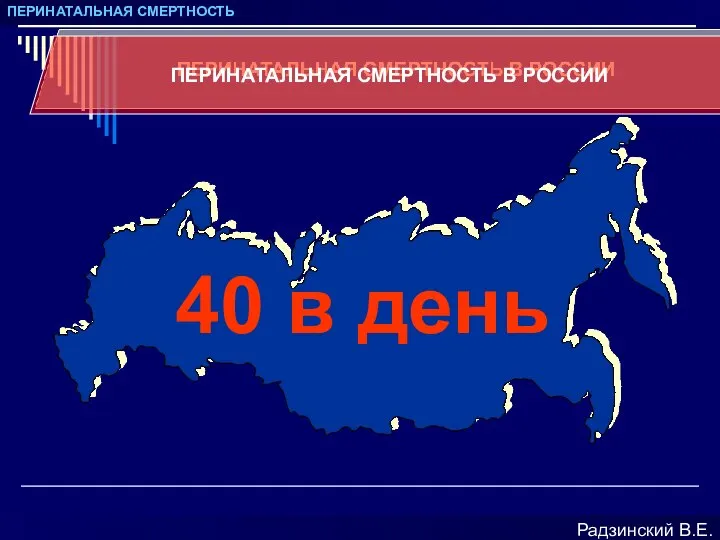 ПЕРИНАТАЛЬНАЯ СМЕРТНОСТЬ Радзинский В.Е. 40 в день ПЕРИНАТАЛЬНАЯ СМЕРТНОСТЬ В РОССИИ