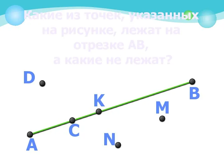 Какие из точек, указанных на рисунке, лежат на отрезке АВ, а