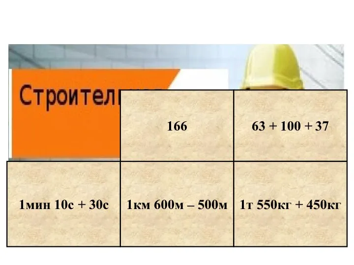 1мин 10с + 30с 1км 600м – 500м 166 63 +