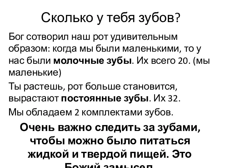 Сколько у тебя зубов? Бог сотворил наш рот удивительным образом: когда