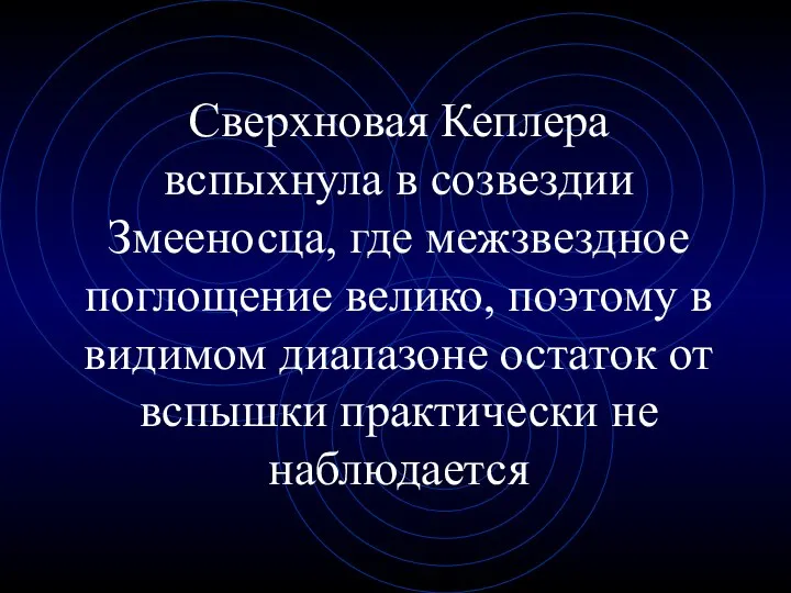 Сверхновая Кеплера вспыхнула в созвездии Змееносца, где межзвездное поглощение велико, поэтому