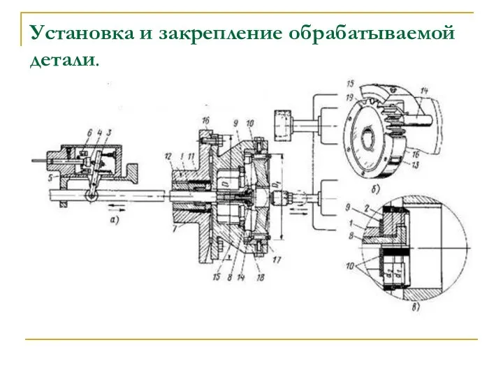 Установка и закрепление обрабатываемой детали.