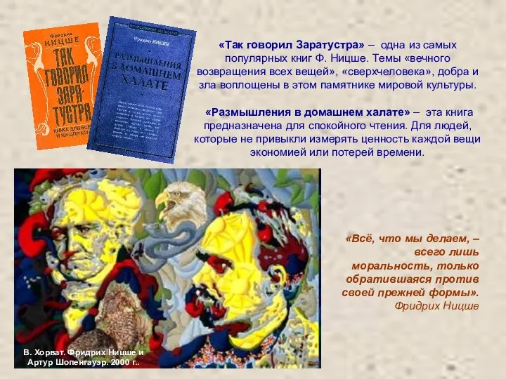 «Так говорил Заратустра» – одна из самых популярных книг Ф. Ницше.