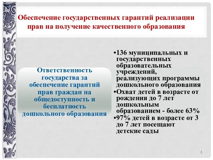 Обеспечение государственных гарантий реализации прав на получение качественного образования