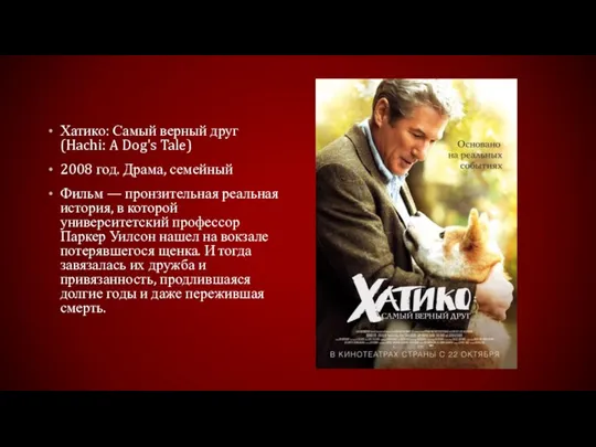 Хатико: Самый верный друг (Hachi: A Dog's Tale) 2008 год. Драма,