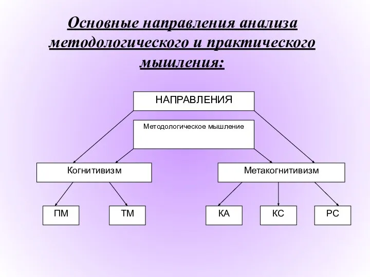 Основные направления анализа методологического и практического мышления: