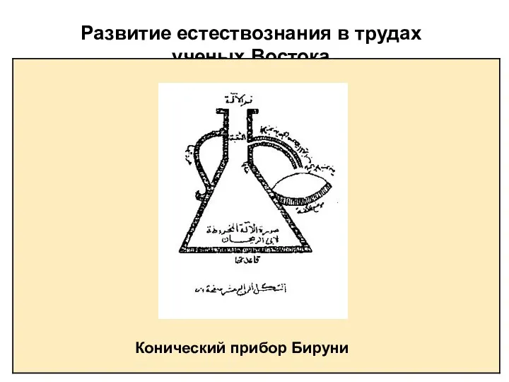 Развитие естествознания в трудах ученых Востока Конический прибор Бируни