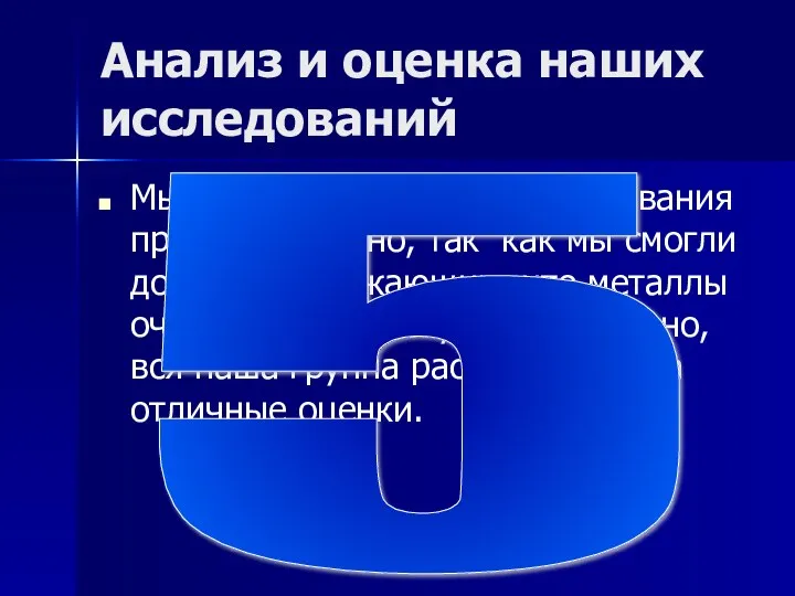 Анализ и оценка наших исследований Мы считаем, что наши исследования прошли