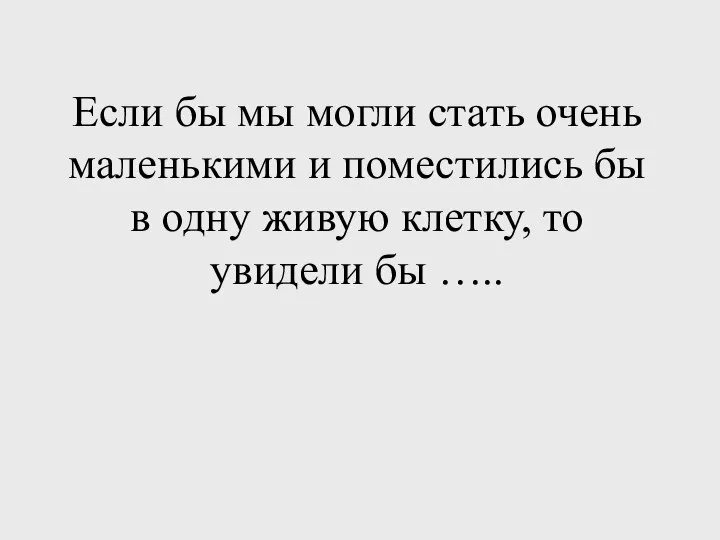 Если бы мы могли стать очень маленькими и поместились бы в