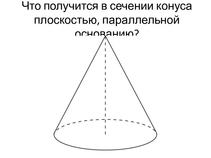 Что получится в сечении конуса плоскостью, параллельной основанию?