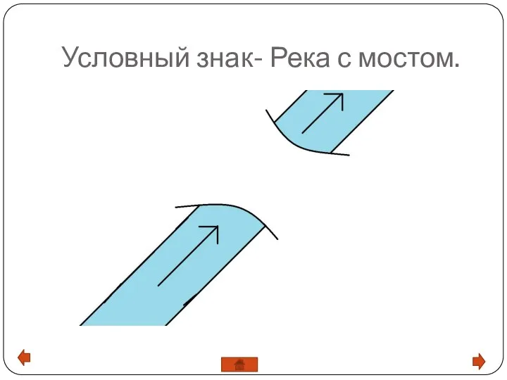 Условный знак- Река с мостом.