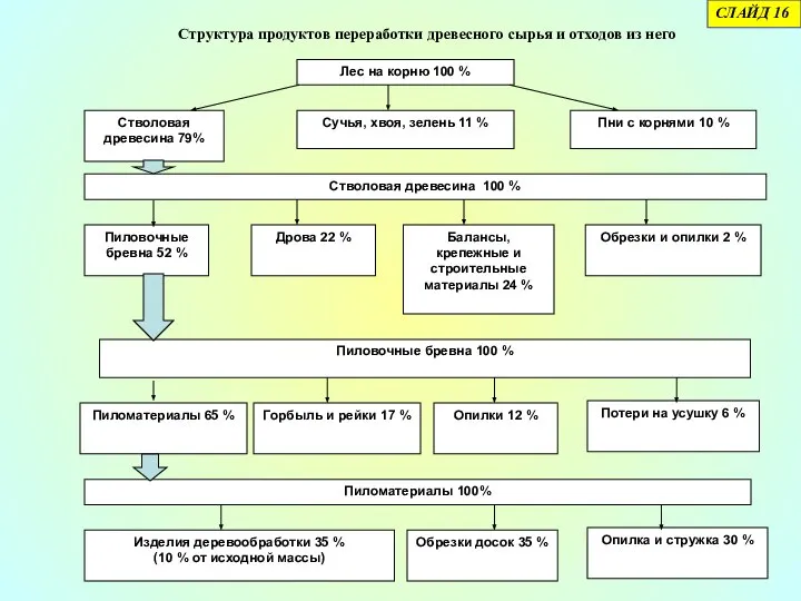 Структура продуктов переработки древесного сырья и отходов из него СЛАЙД 16