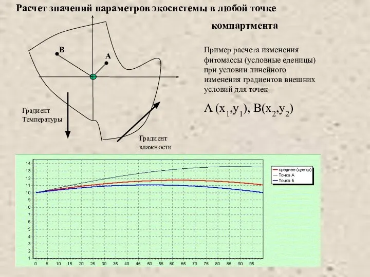 Расчет значений параметров экосистемы в любой точке компартмента