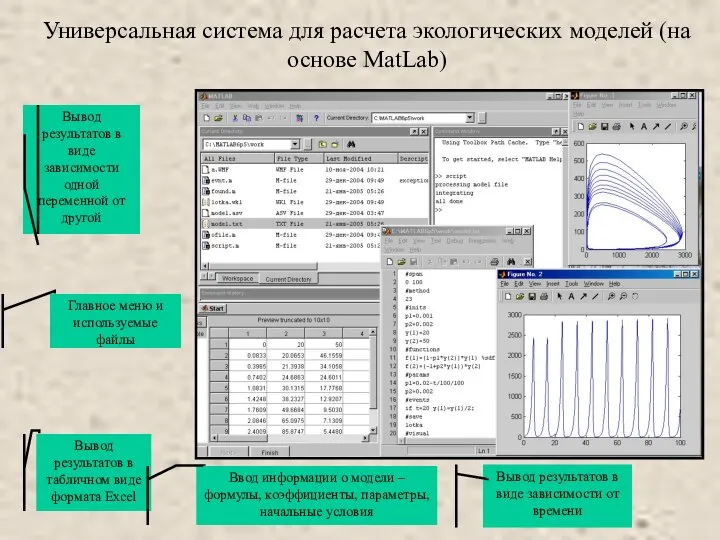 Универсальная система для расчета экологических моделей (на основе MatLab) Главное меню