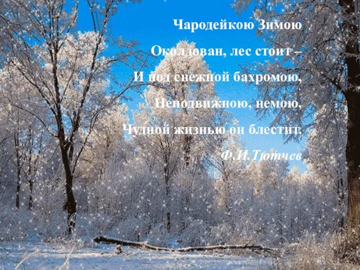 Чародейкою Зимою Околдован, лес стоит – И под снежной бахромою, Неподвижною,