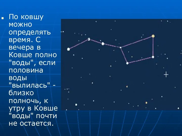 По ковшу можно определять время. С вечера в Ковше полно "воды",