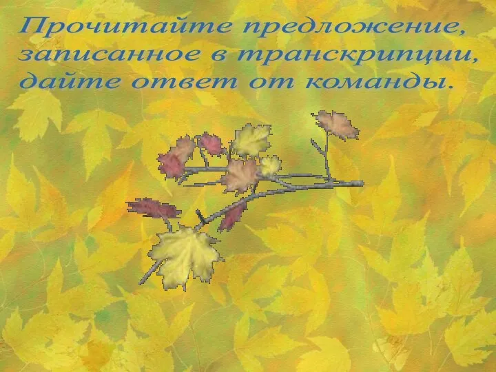 Прочитайте предложение, записанное в транскрипции, дайте ответ от команды.