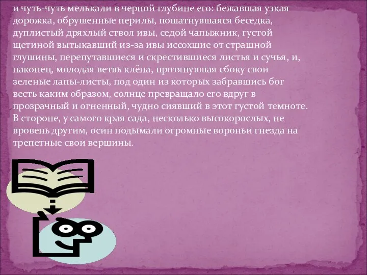 и чуть-чуть мелькали в черной глубине его: бежавшая узкая дорожка, обрушенные