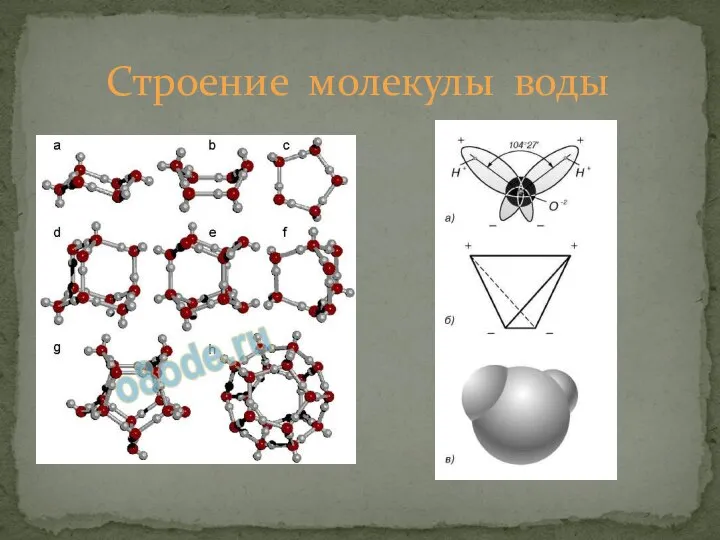 Строение молекулы воды