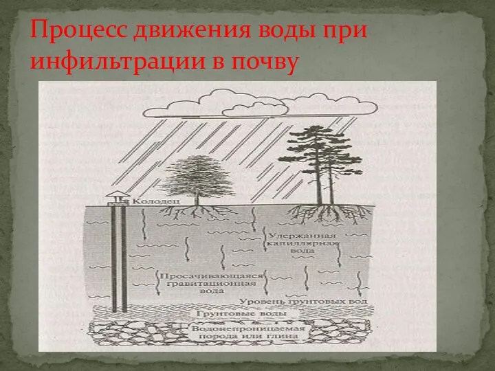 Процесс движения воды при инфильтрации в почву