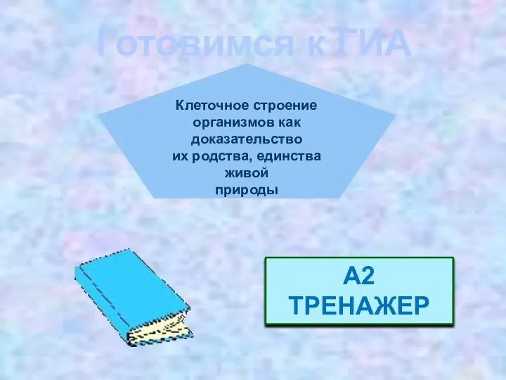 А2 ТРЕНАЖЕР Готовимся к ГИА Клеточное строение организмов как доказательство их родства, единства живой природы