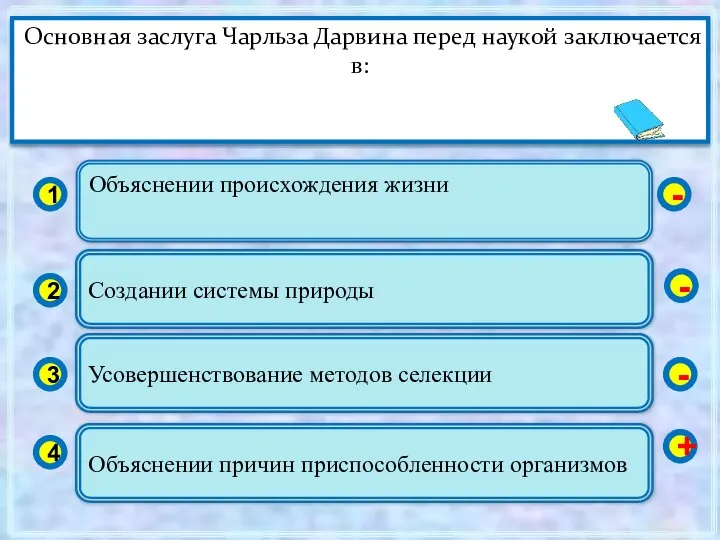 Объяснении происхождения жизни 1 2 3 4 Создании системы природы Усовершенствование